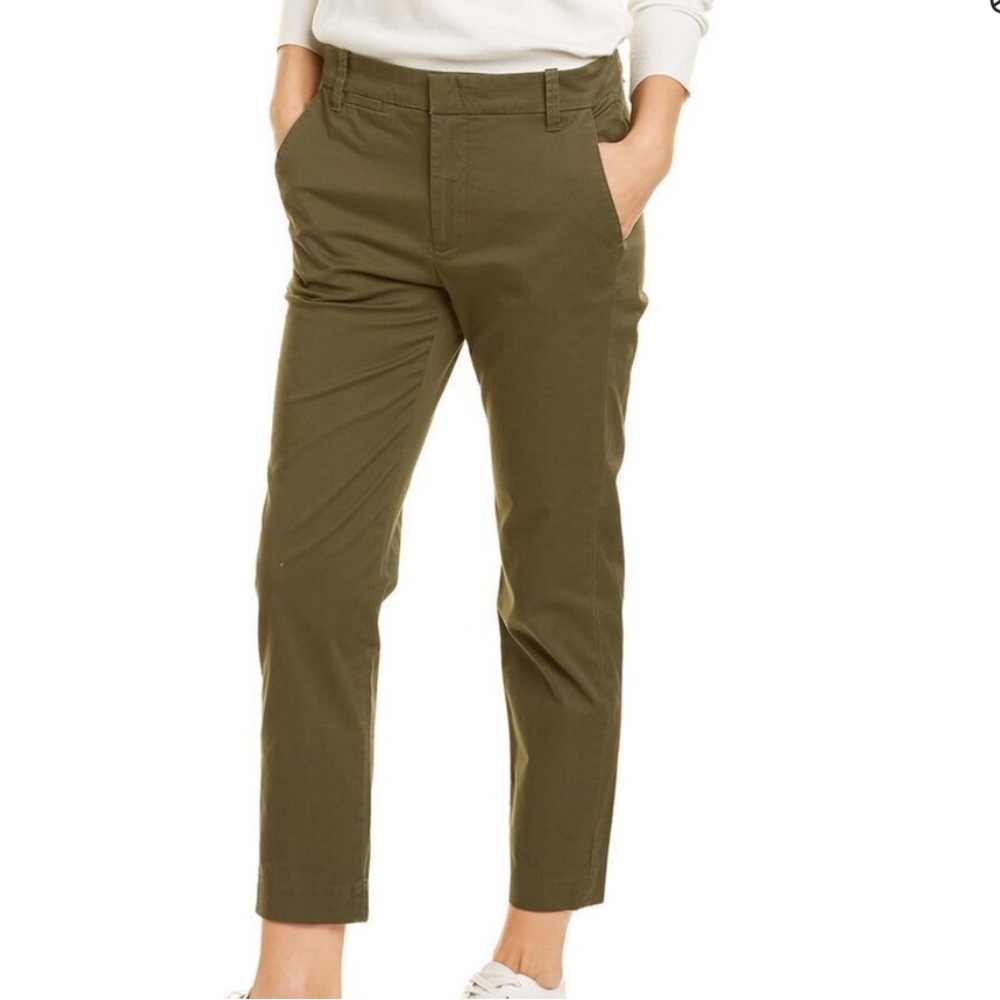 Vince Cotton Army Green Cropped Trouser Utility Style Pant Size 4